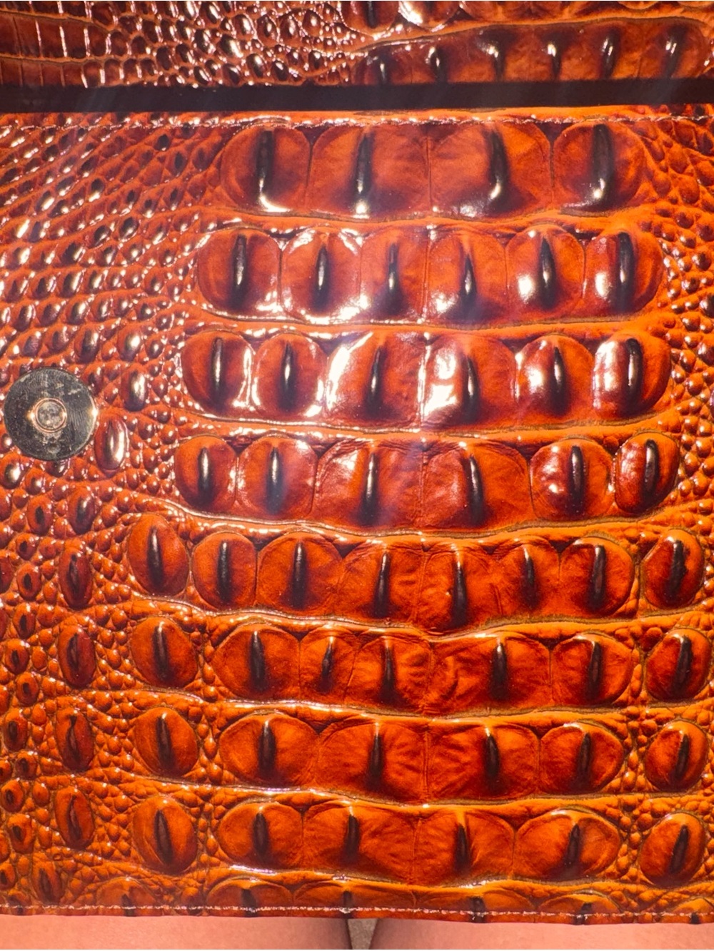 Brahmin Brown Croc-Embossed Leather Top-Handle Shoulder Bag - Picture 5 of 6